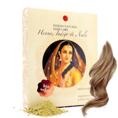 indian natural světle hnědá barva na vlasy henna indigo amla přírodní barva