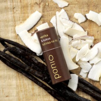 Ponio – Balzám na rty Vanilka & kokos 9 ml ponio balzám na rty vanilka kokos přírodní vonavý vanilkový