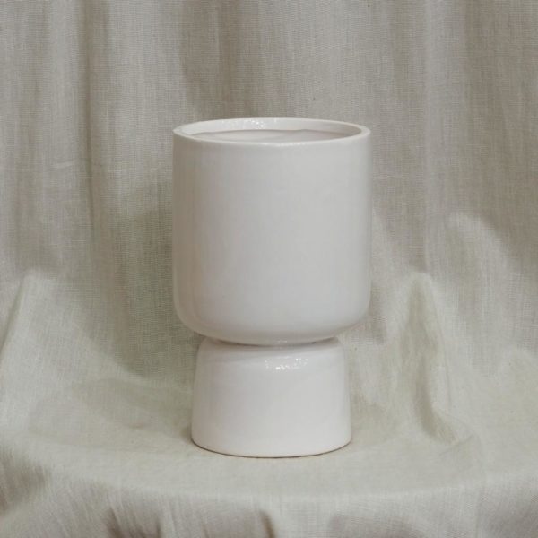 bílý keramický crepnik květináč moderní casa minimalisticky