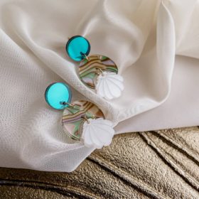 Handmade náušnice Mušle střední azur
