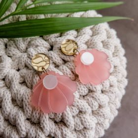 Handmade náušnice Mušle velké růžové