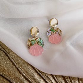 Handmade náušnice Mušle střední pink