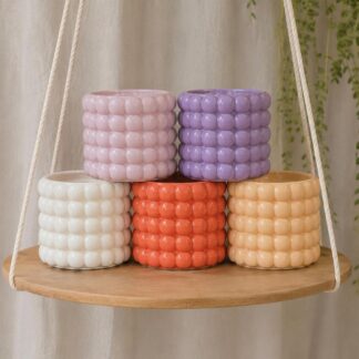 Keramický květináč Bubble coral 10 cm keramicky kvetinac crepnik leskly bily oranzovy fialovy barevny