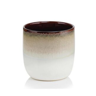 dekorační květináč hnědý bílý kavovy