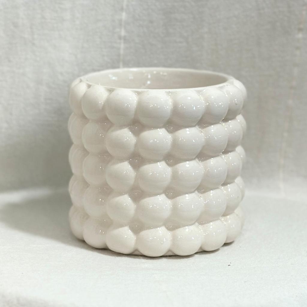 Keramický květináč Bubble white 10 cm bily keramicky kvetinac crepnik leskly