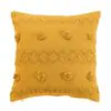 Dekorativní vzorovaný polštář s bambulkami žlutý Dekorativní vzorovaný polštář s bambulkami žlutý