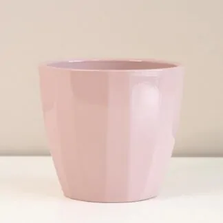 růžový keramický crepnik květináč obal na květináč s hranami plantize
