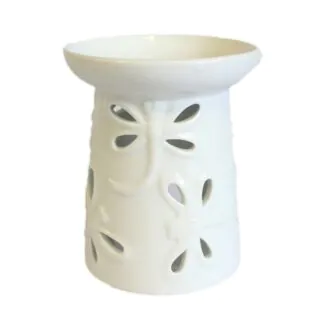 Bílá keramická aromalampa vážka