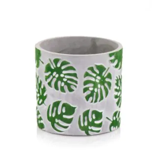 betonový květináč monstera crepnik s monsterovými listy