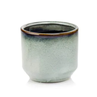 Pokojové rostliny, řasokoule a příslušenství dekorativní květináč sedy modrý ručně vyrobený